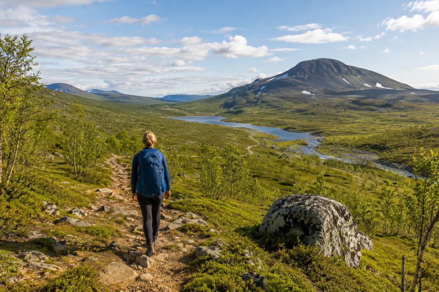 Letní turistika v národním parku ve finském Laponsku